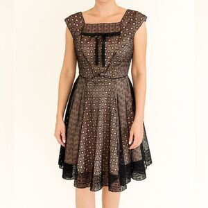 Anthropologie Eva Franco Black Lace Swing Dress Sleeveless Elegant SZ 4